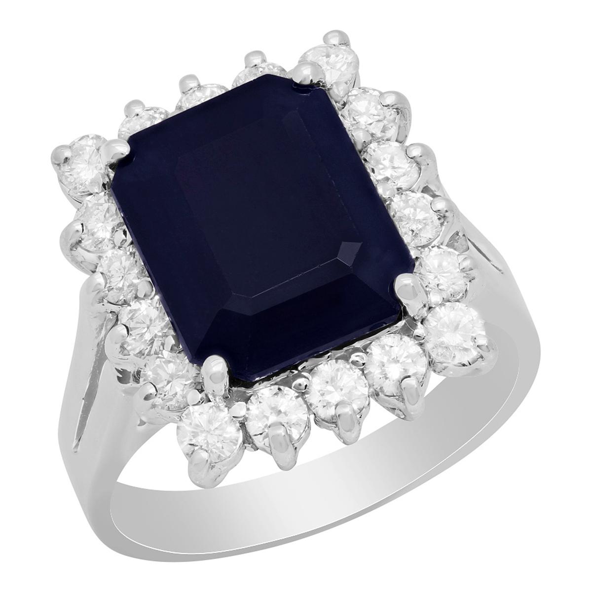 14k White Gold 5.05ct Sapphire 0.91ct Diamond Ring