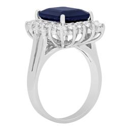 14k White Gold 5.05ct Sapphire 0.91ct Diamond Ring