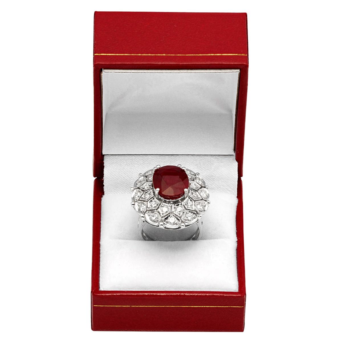 14K Gold 10.51ct Ruby and 1.76ct Diamond Ring