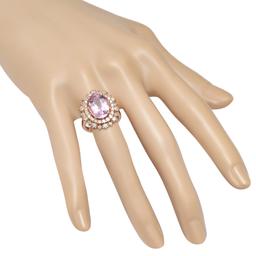 14K Rose Gold Setting with 7.5ct Kunzite and 1.48ct Diamond Ring