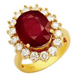 14k Yellow Gold 7.21ct Ruby 1.69ct Diamond Ring