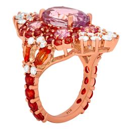 14k Rose Gold 5.01ct Kunzite 6.80ct Sapphire 1.48ct Diamond Ring