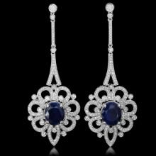 18K Gold 13.89ct Sapphire 4.11ct Diamond Earrings