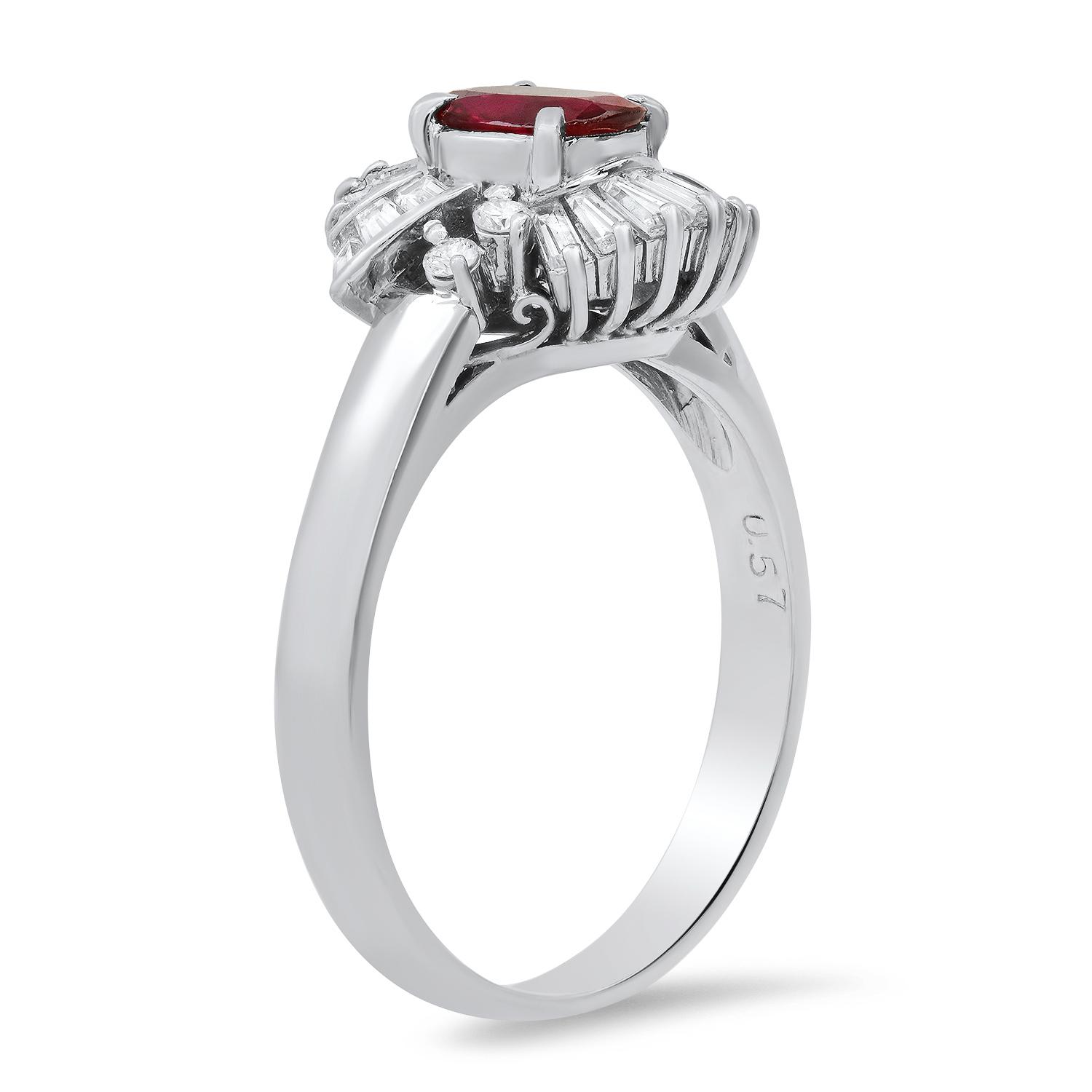 Platinum Setting with 0.57ct Ruby and 0.47ct Diamond Ladies Ring