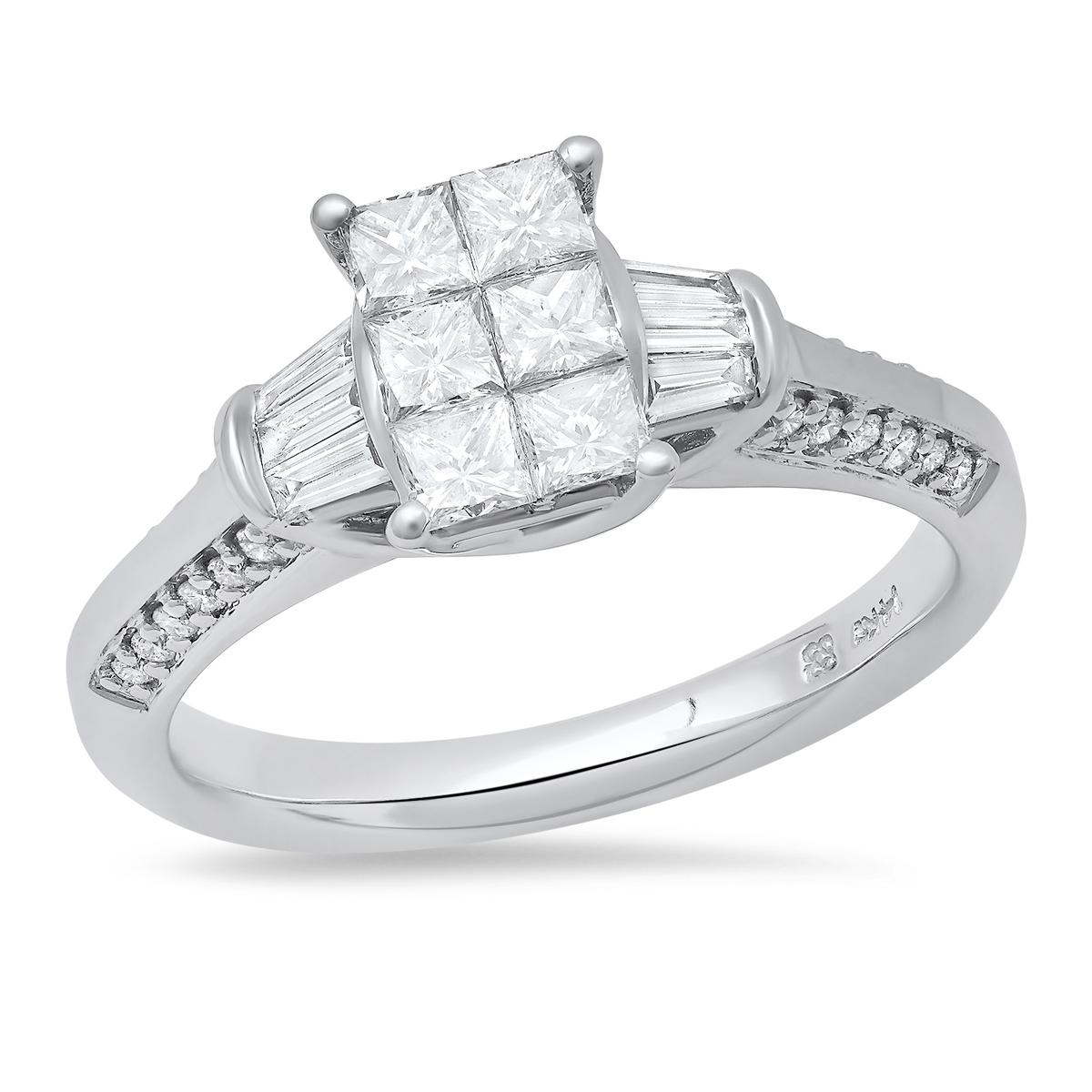 14K White Gold Setting with 0.90ct Diamond Ladies Ring