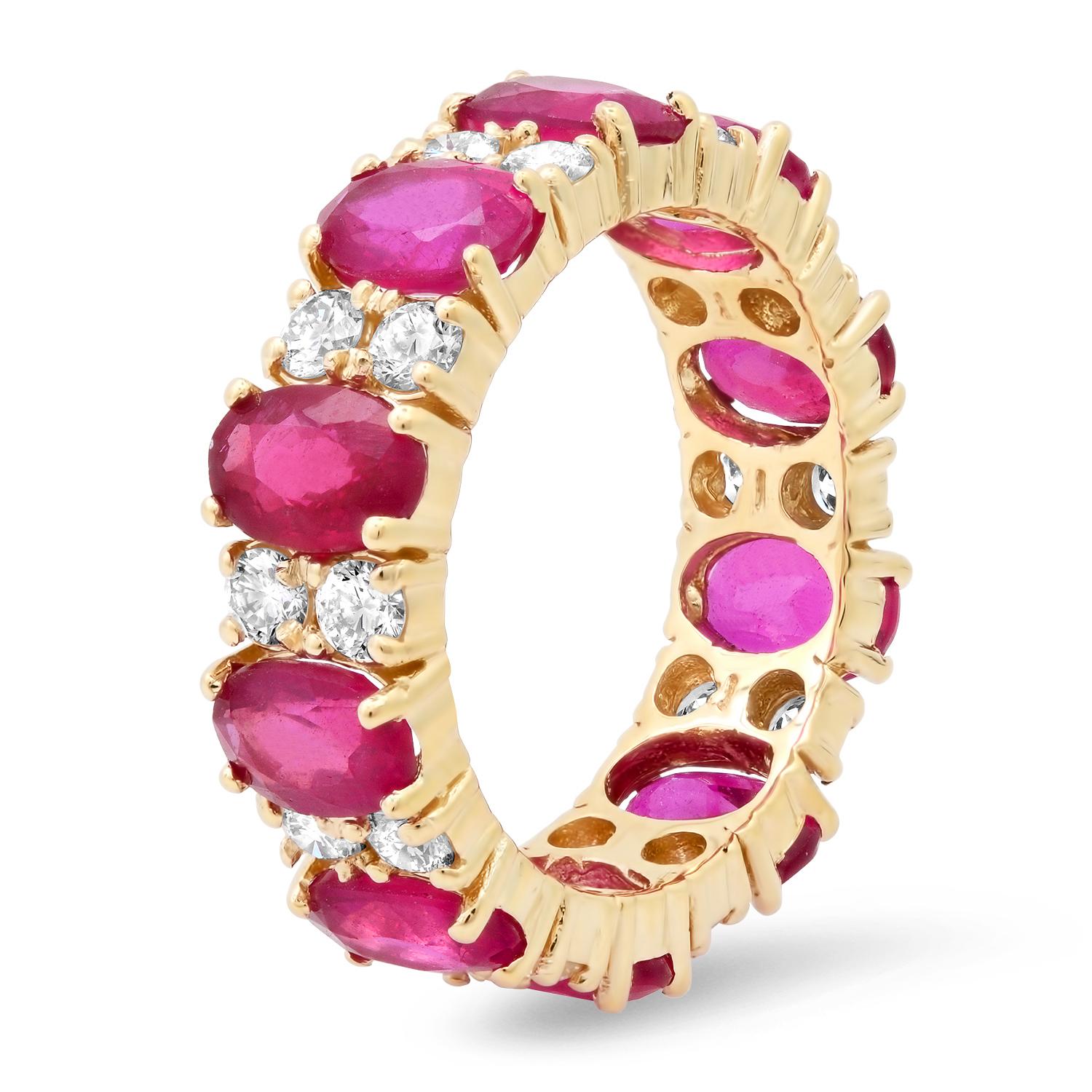14K Yellow Gold Setting with 6.5ct Ruby and 1.22ct Diamond Band