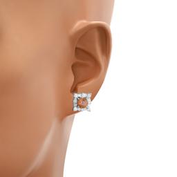 18K White Gold Setting with 2.0ct Zircon and 0.94ct Diamond Earrings