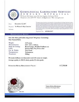 14k White Gold 2.49ct Ruby 2.52ct Diamond Ring