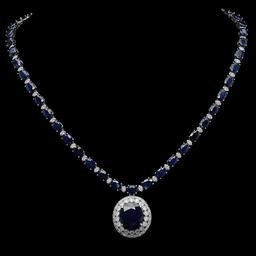 14K Gold 51.02 ct Sapphire & 3.31 ct Diamond Necklace