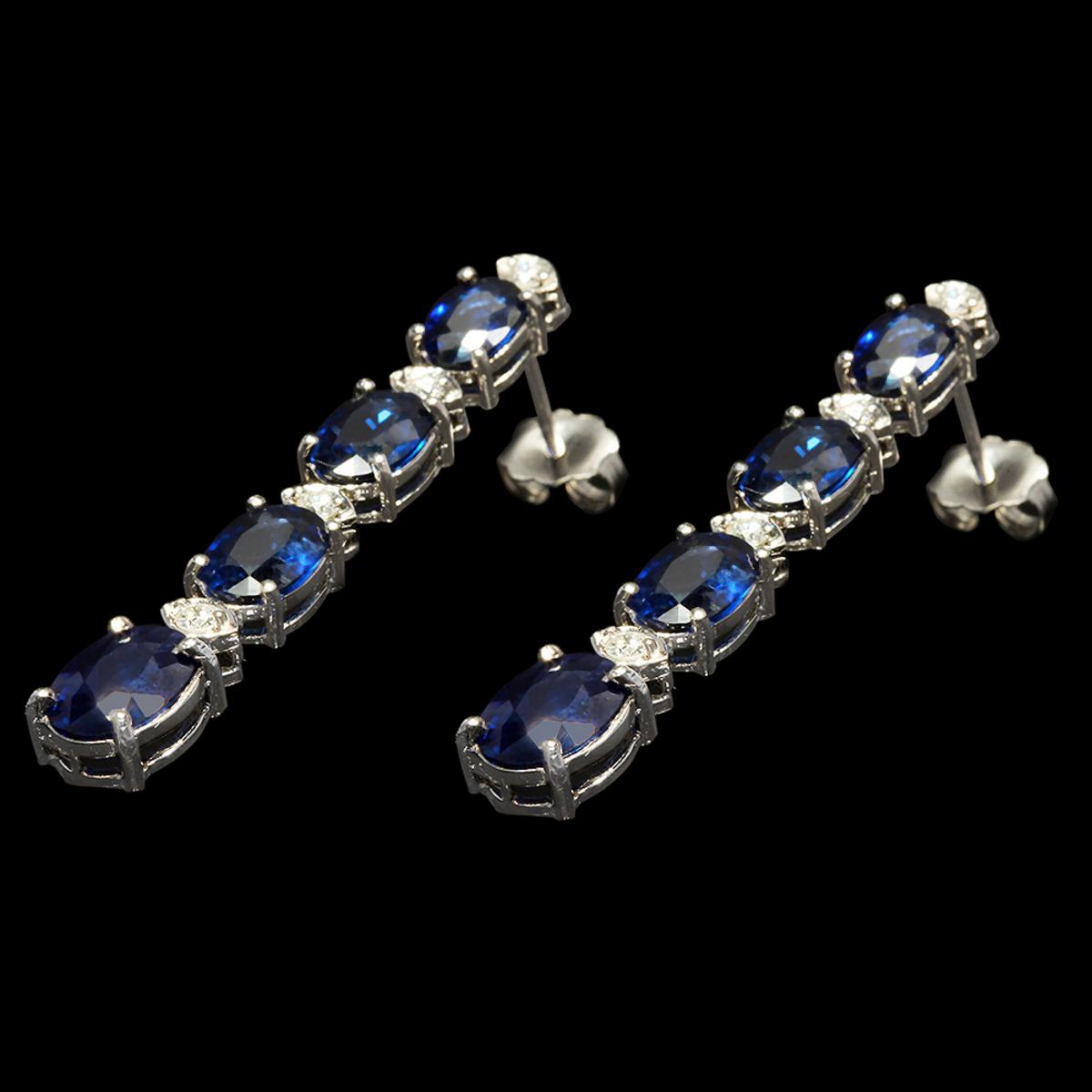 14k White Gold 1.50ct Sapphire 0.48ct Diamond Earrings