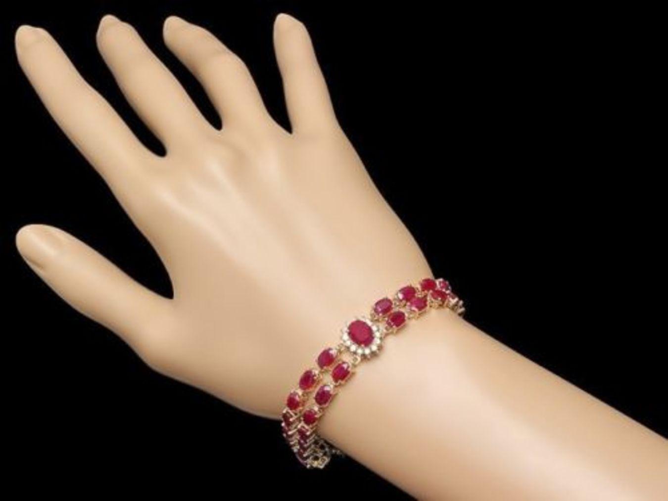 14K Gold 26.21ct Ruby 1.27ct Diamond Bracelet