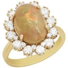 14k Yellow Gold 3.16ct Ethiopian Opal 1.18ct Diamond Ring