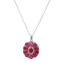 14K White Gold Setting with 6.9ct Ruby and 0.68ct Diamond Pendant