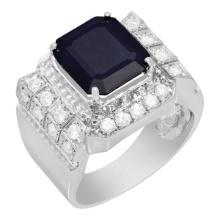 14k White Gold 5.39ct Sapphire 1.04ct Diamond Ring