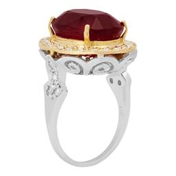 14k Yellow Gold 14.92ct Ruby 0.87ct Diamond Ring