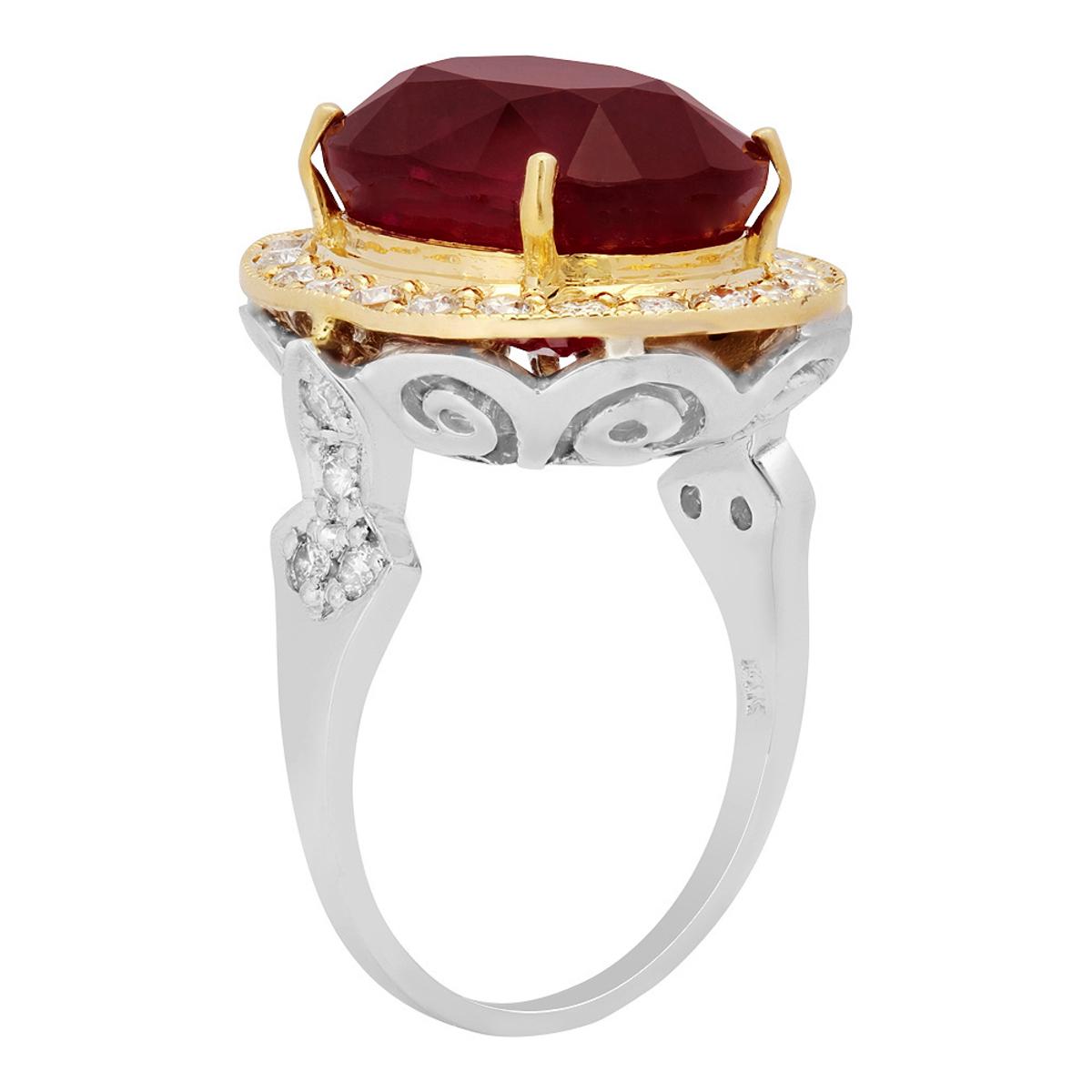 14k Yellow Gold 14.92ct Ruby 0.87ct Diamond Ring