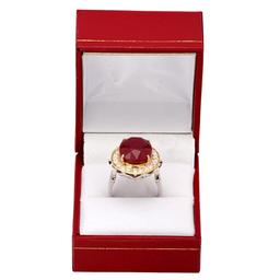 14k Yellow Gold 14.92ct Ruby 0.87ct Diamond Ring