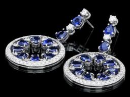 14K Gold 16.08ct Sapphire 3.44ct Diamond Earrings