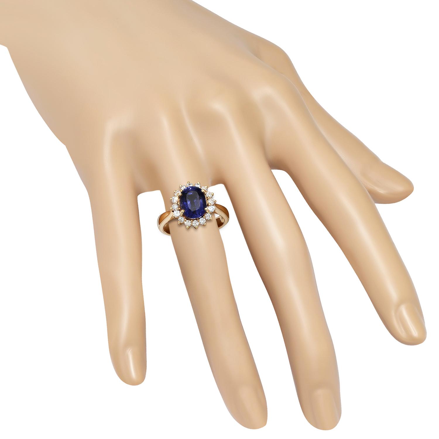 18K Yellow Gold Setting with 2.65ct Iolite and 0.36tcw Diamond Ladies Ring