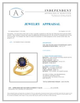 18K Yellow Gold Setting with 2.65ct Iolite and 0.36tcw Diamond Ladies Ring