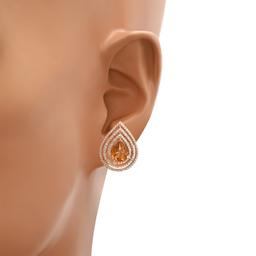 18K Rose Gold Setting with 1.80ct Citrine and 0.68ct Diamond Earrings