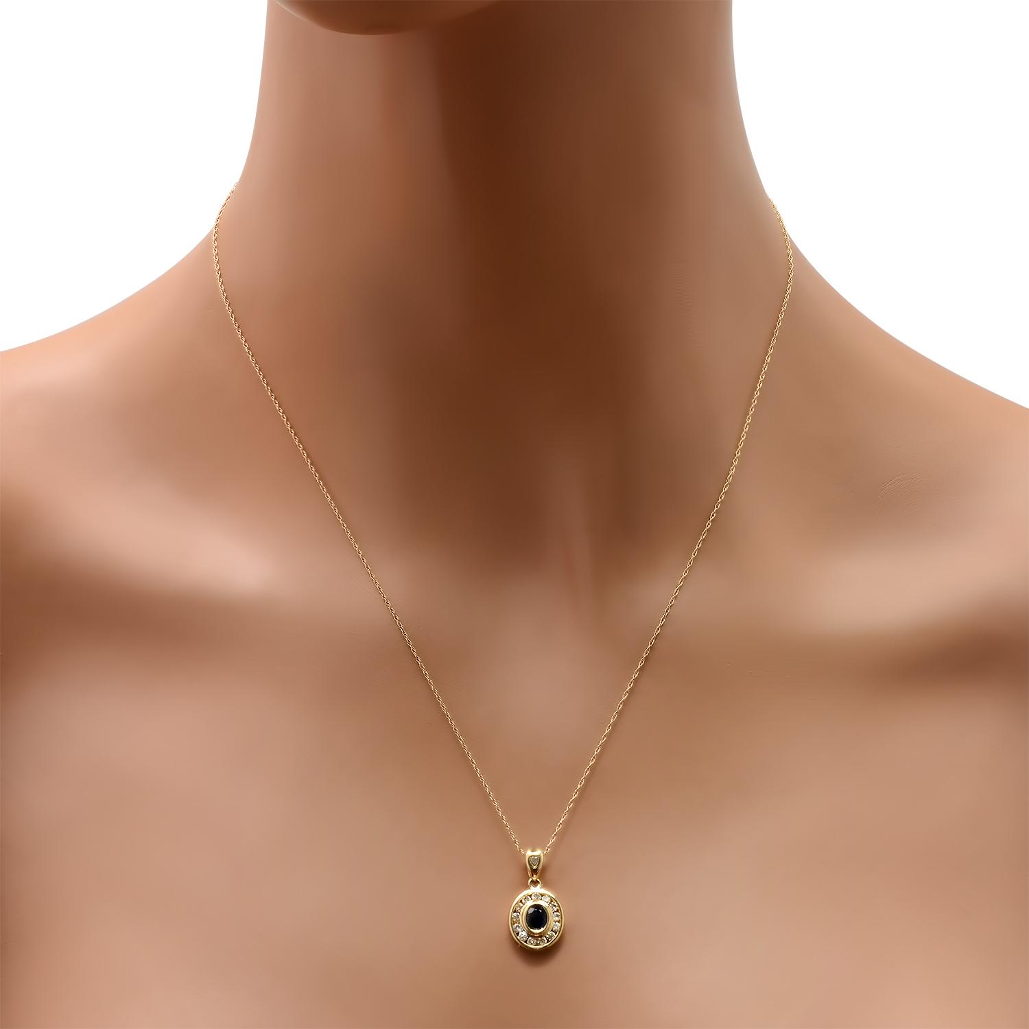 14K Yellow Gold Setting with 0.45ct Sapphire and 0.30ct Diamond Pendant