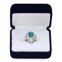 Platinum Setting with 2.44ct Emerald and 1.94ct Diamond Ladies Ring