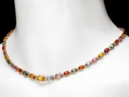 14K Yellow Gold 28.60ct Fancy Color Sapphire and 1.15ct Diamond Necklace