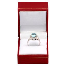 14k White Gold 2.02ct Aquamarine 0.80ct Diamond Ring