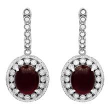 14k White Gold 12.93ct Ruby 1.73ct Diamond Earrings