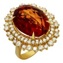 14k Yellow Gold 17.71ct Citrine 2.19ct Diamond Ring