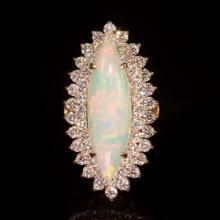 14K Rose Gold 5.51ct Opal and 2.79ct Diamond Ring