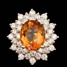 14K Rose Gold 4.61ct Citrine and 2.02ct Diamond Ring