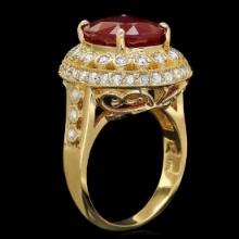 14K Yellow Gold 6.37ct Ruby and 0.78ct Diamond Ring