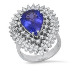 14K White Gold Setting with 4.75ct Tanzanite and 1.20ct Diamond Ladies Ring