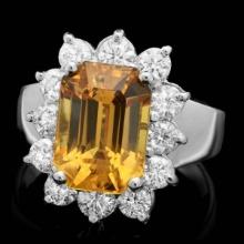 14K White Gold 6.42ct Sapphire and 1.08ct Diamond Ring
