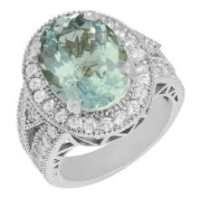 14k White Gold 6.71ct Aquamarine 1.69ct Diamond Ring