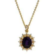 14k Yellow Gold 5.16ct Amethyst 0.73ct Diamond Pendant