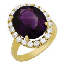 14k Yellow Gold 7.20ct Amethyst 1.09ct Diamond Ring