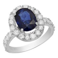 14k White Gold 3.31ct Sapphire 1.45ct Diamond Ring