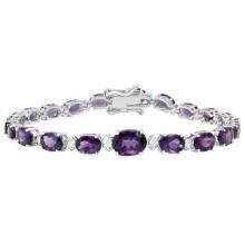 14k White Gold 13.10ct Amethyst 0.69ct Diamond Bracelet