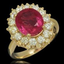 14K Yellow Gold 4.00ct Ruby and 1.51ct Diamond Ring