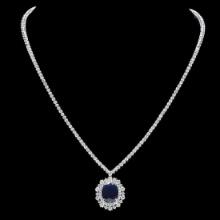 18K White Gold 5.82ct Sapphire and 4.96ct Diamond Necklace