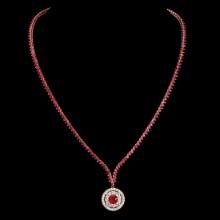 14k Rose Gold 10.88ct Ruby 1.24ct Diamond Necklace