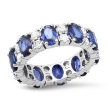 14K White Gold Setting with 5.37ct Sapphire and 1.21ct Diamond Band