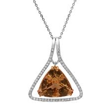 14k White Gold 23.65ct Morganite 1.09ct Diamond Pendant