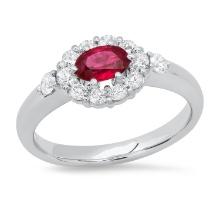 Platinum Setting with 0.52ct Ruby and 0.46ct Diamond Ladies Ring