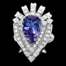 14K White Gold 4.25ct Tanzanite and 2.21ct Diamond Ring