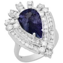 14k White Gold 3.45ct Tanzanite 1.94ct Diamond Ring