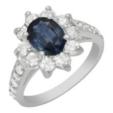 14k White Gold 1.41ct Sapphire 1.03ct Diamond Ring